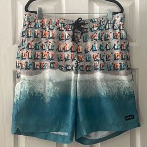 Perry Ellis men’s swim trunks. Aqua Beach SZ: Large